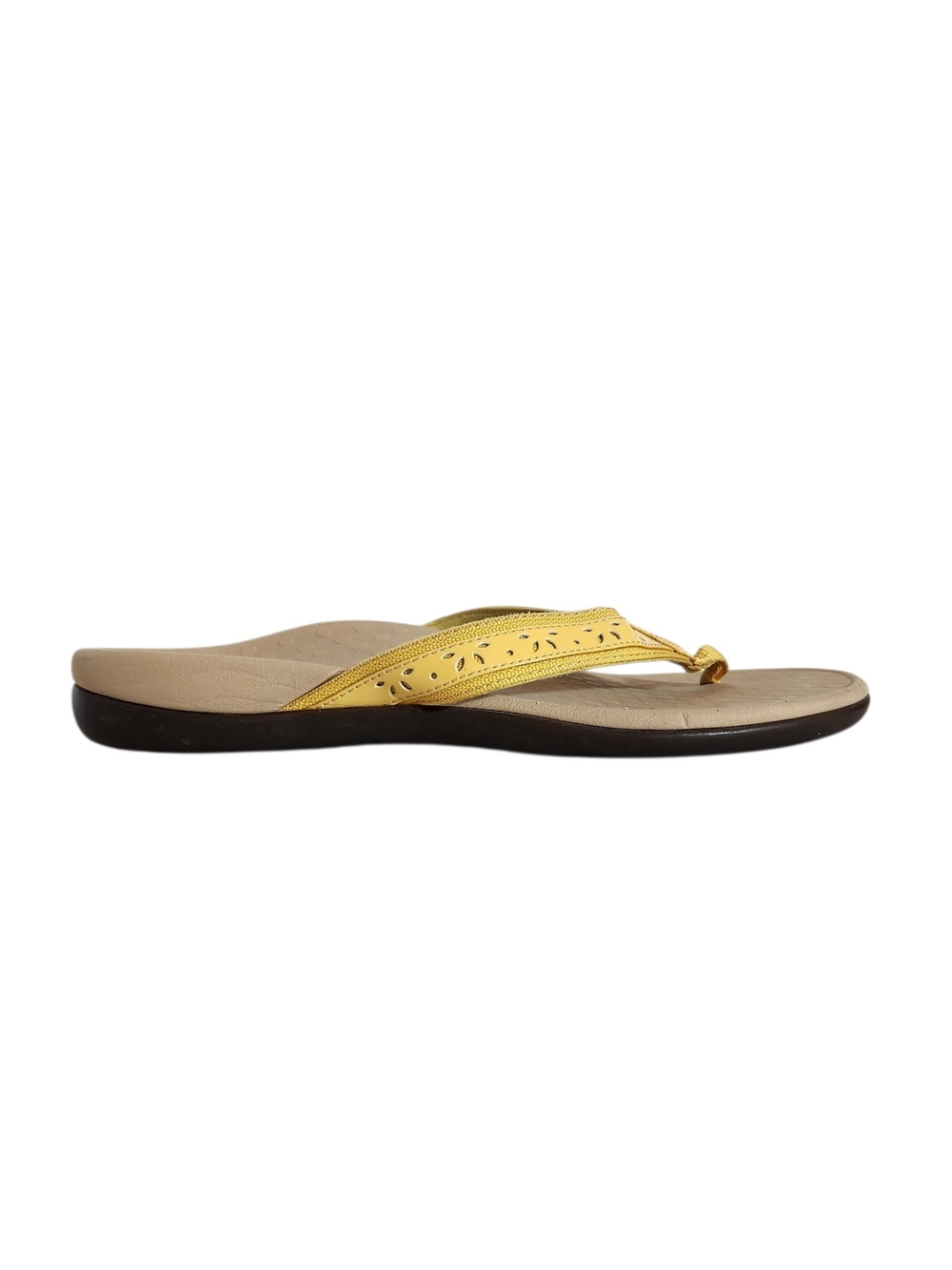 Vionic Casandra Buttercup Yellow Leather Flip Flop Sandals Size 9